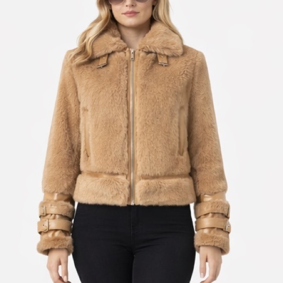 Nordstrom Jackets & Blazers - The Urban Luxe Exclusive Aviator Buckle Faux Fur Jacket – Tan